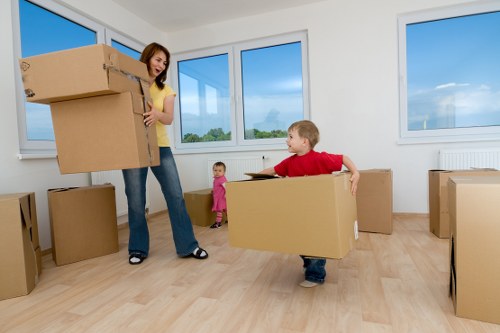 Heavy furniture being protected during a flat relocation